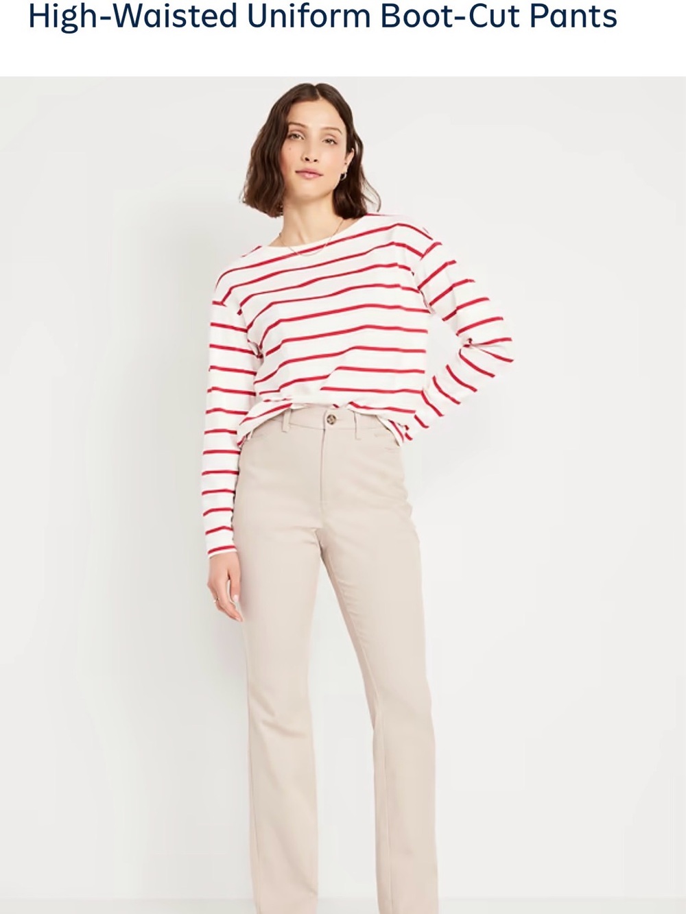 Old Navy Beige High-Waisted Boot-Cut Jeans